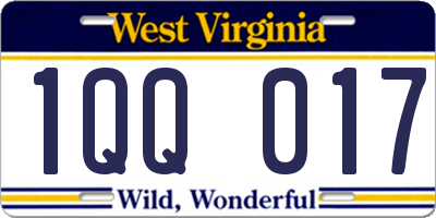 WV license plate 1QQ017