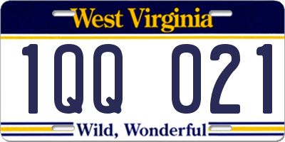 WV license plate 1QQ021