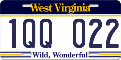 WV license plate 1QQ022