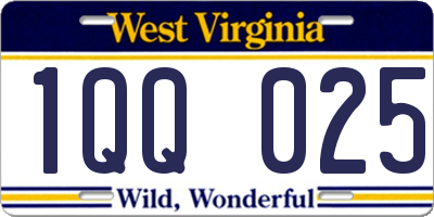 WV license plate 1QQ025