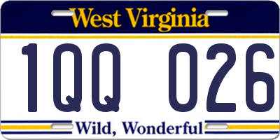 WV license plate 1QQ026