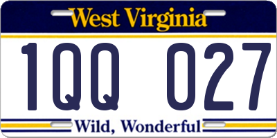WV license plate 1QQ027