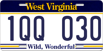 WV license plate 1QQ030