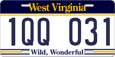 WV license plate 1QQ031
