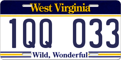 WV license plate 1QQ033