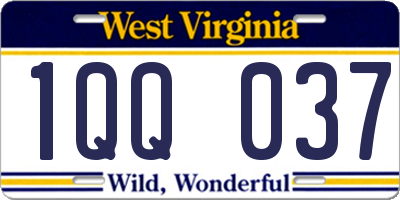 WV license plate 1QQ037