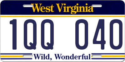 WV license plate 1QQ040