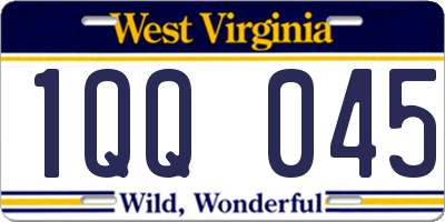 WV license plate 1QQ045