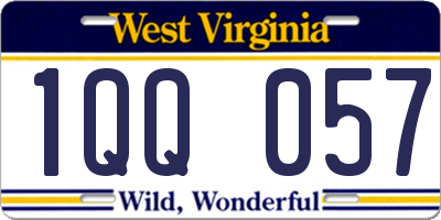 WV license plate 1QQ057