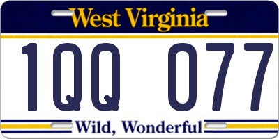 WV license plate 1QQ077