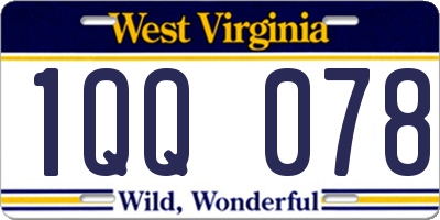 WV license plate 1QQ078