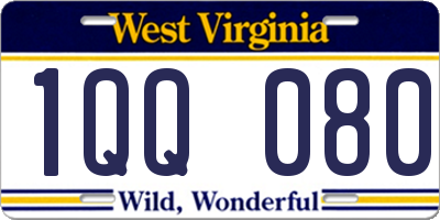 WV license plate 1QQ080