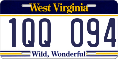 WV license plate 1QQ094