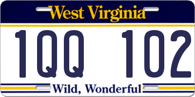 WV license plate 1QQ102