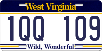 WV license plate 1QQ109