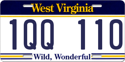 WV license plate 1QQ110