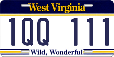 WV license plate 1QQ111