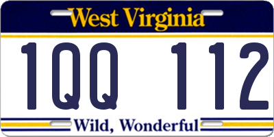 WV license plate 1QQ112