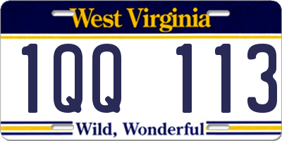 WV license plate 1QQ113