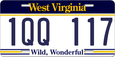 WV license plate 1QQ117