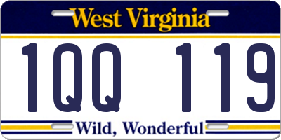 WV license plate 1QQ119