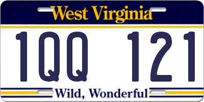 WV license plate 1QQ121