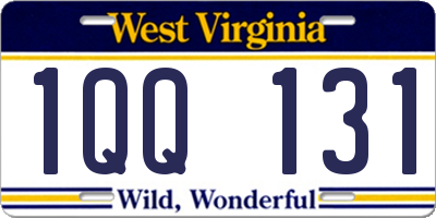 WV license plate 1QQ131