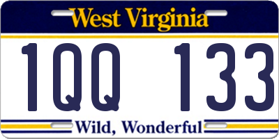 WV license plate 1QQ133