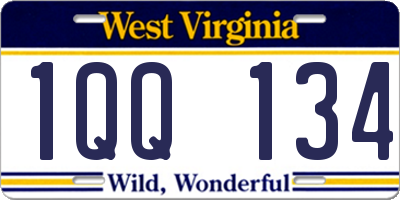 WV license plate 1QQ134