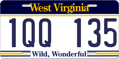 WV license plate 1QQ135