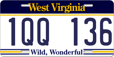 WV license plate 1QQ136