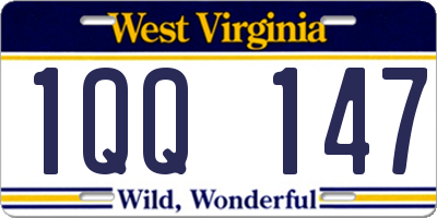 WV license plate 1QQ147