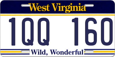 WV license plate 1QQ160