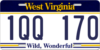 WV license plate 1QQ170