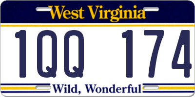 WV license plate 1QQ174
