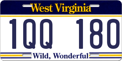 WV license plate 1QQ180