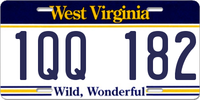 WV license plate 1QQ182
