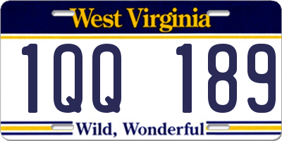 WV license plate 1QQ189