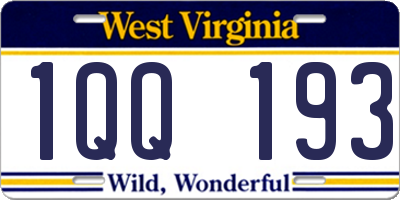 WV license plate 1QQ193
