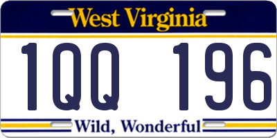 WV license plate 1QQ196