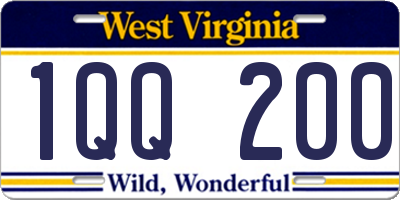WV license plate 1QQ200