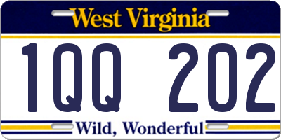 WV license plate 1QQ202