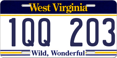 WV license plate 1QQ203