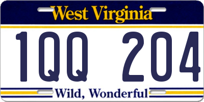 WV license plate 1QQ204
