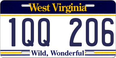 WV license plate 1QQ206