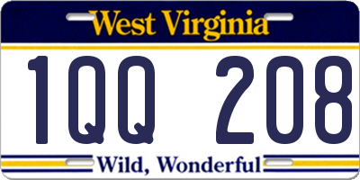 WV license plate 1QQ208