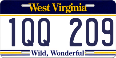 WV license plate 1QQ209