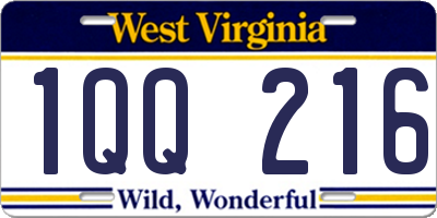 WV license plate 1QQ216