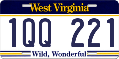 WV license plate 1QQ221