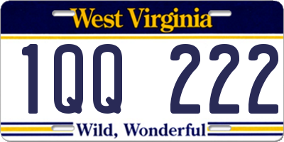 WV license plate 1QQ222